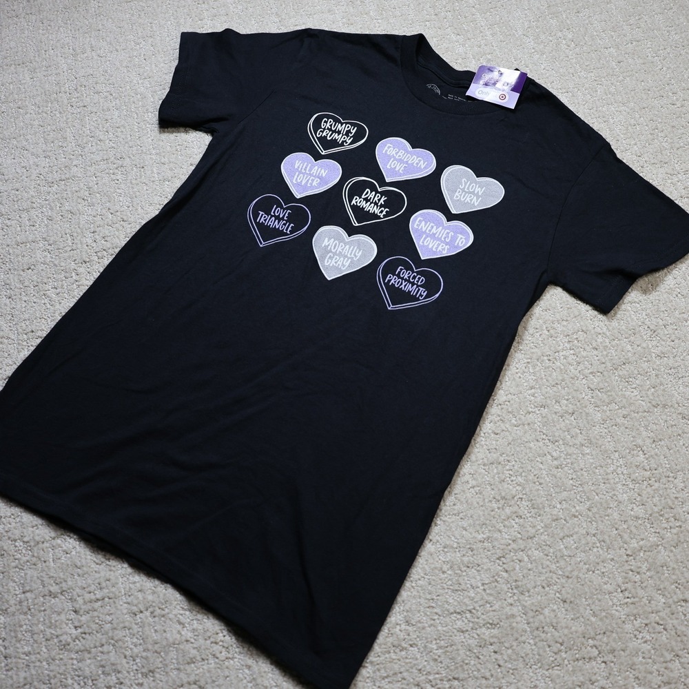 Out of Print Romance Tropes Hearts T-Shirt Black Small Target Exclusive NWT